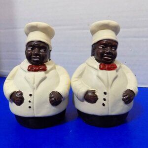 Vintage 1998 Black Americana Baker Cook Chef Salt and Pepper Shakers